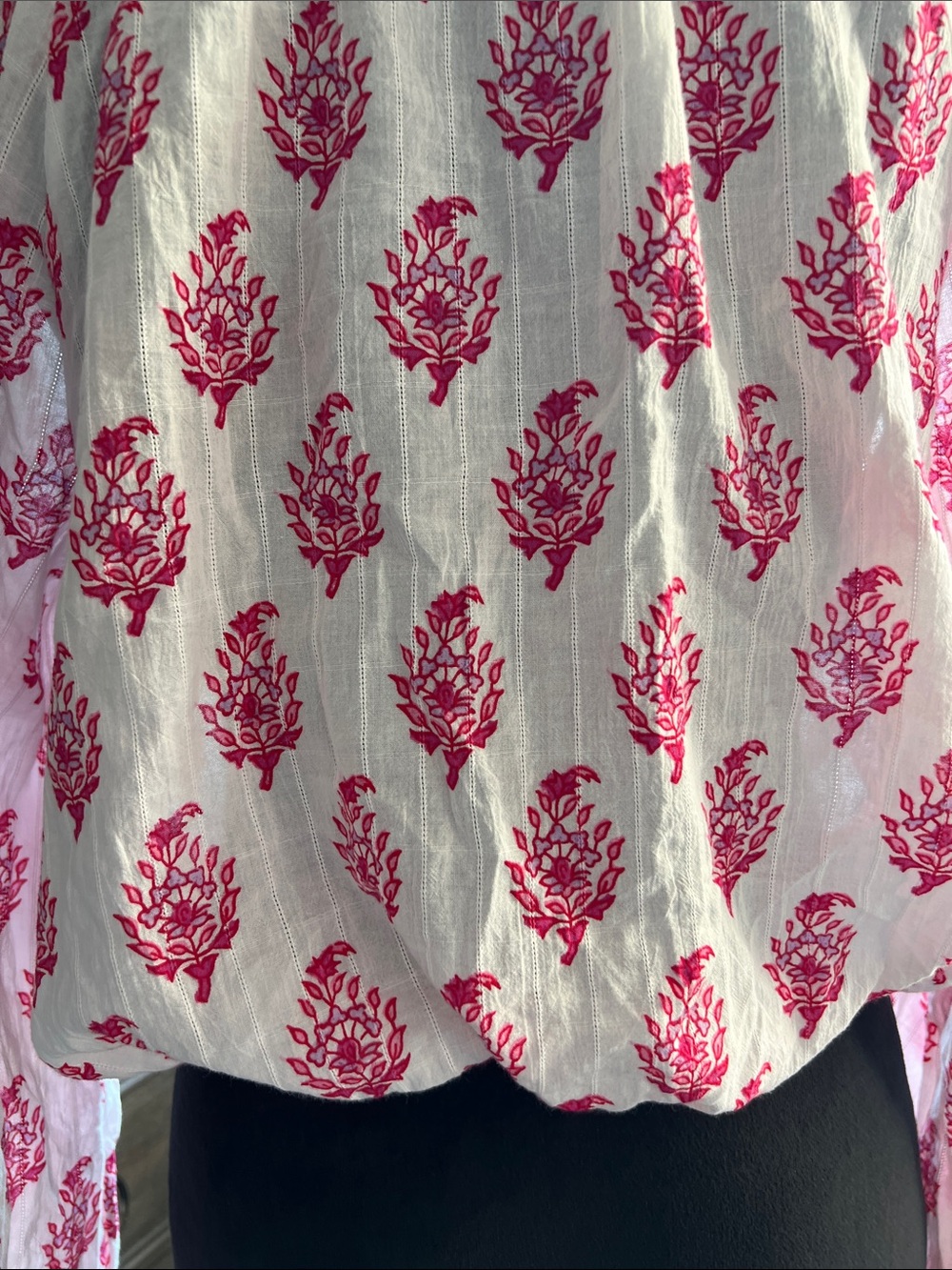 Roller Rabbit x Target Bouquet Boho Tie-Neck Top Pink White Small - Picture 4 of 6